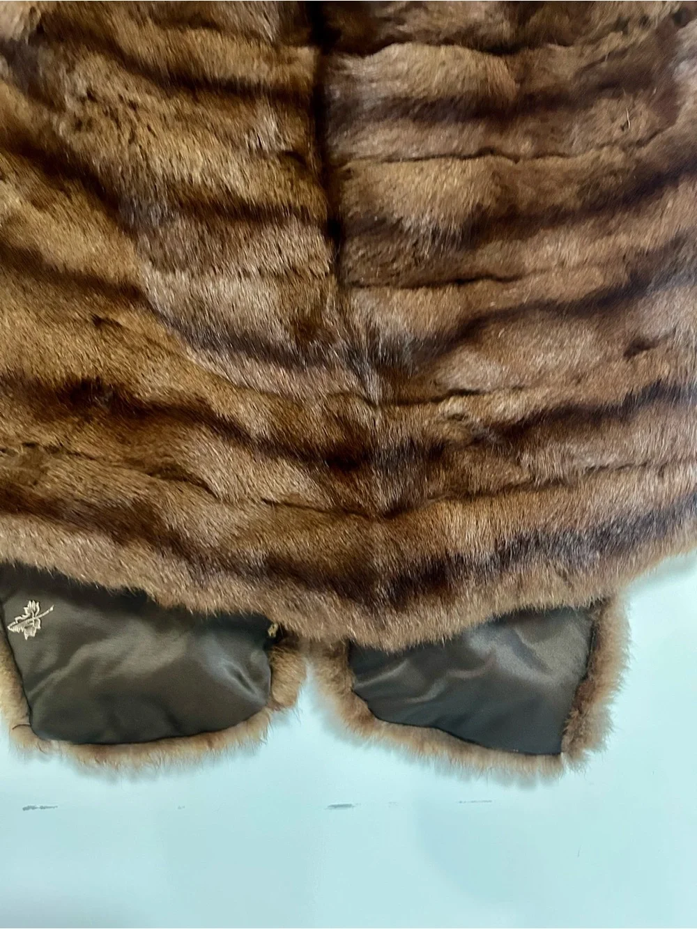 Luxury Mid Century 1950s Brown Mink Fur Shawl Wrap Stole